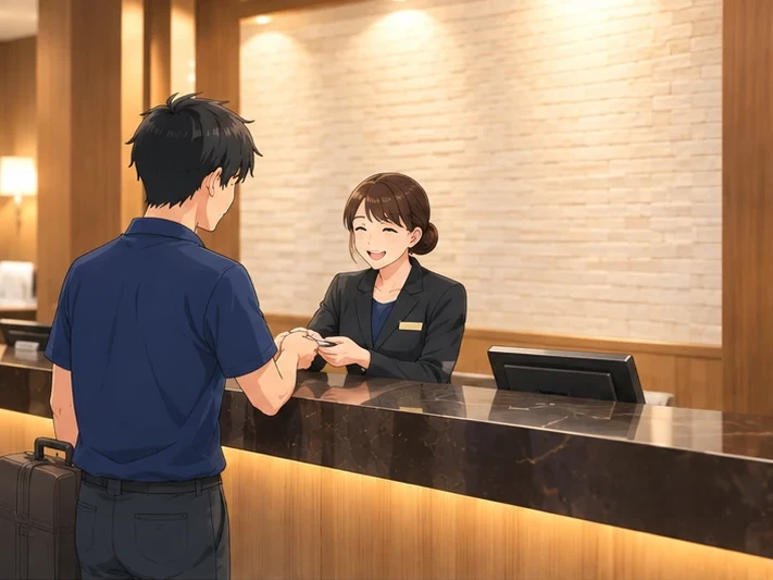 フロントでチェックイン