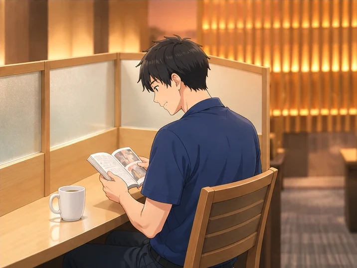 ラウンジで読みふける