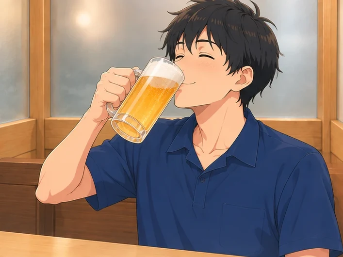 生ビールで一息